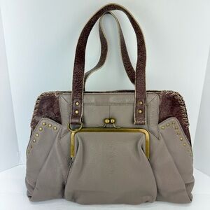 Muxo By Camila Alves Taupe Brown Pebbled Leather Handbag Shoulder Bag